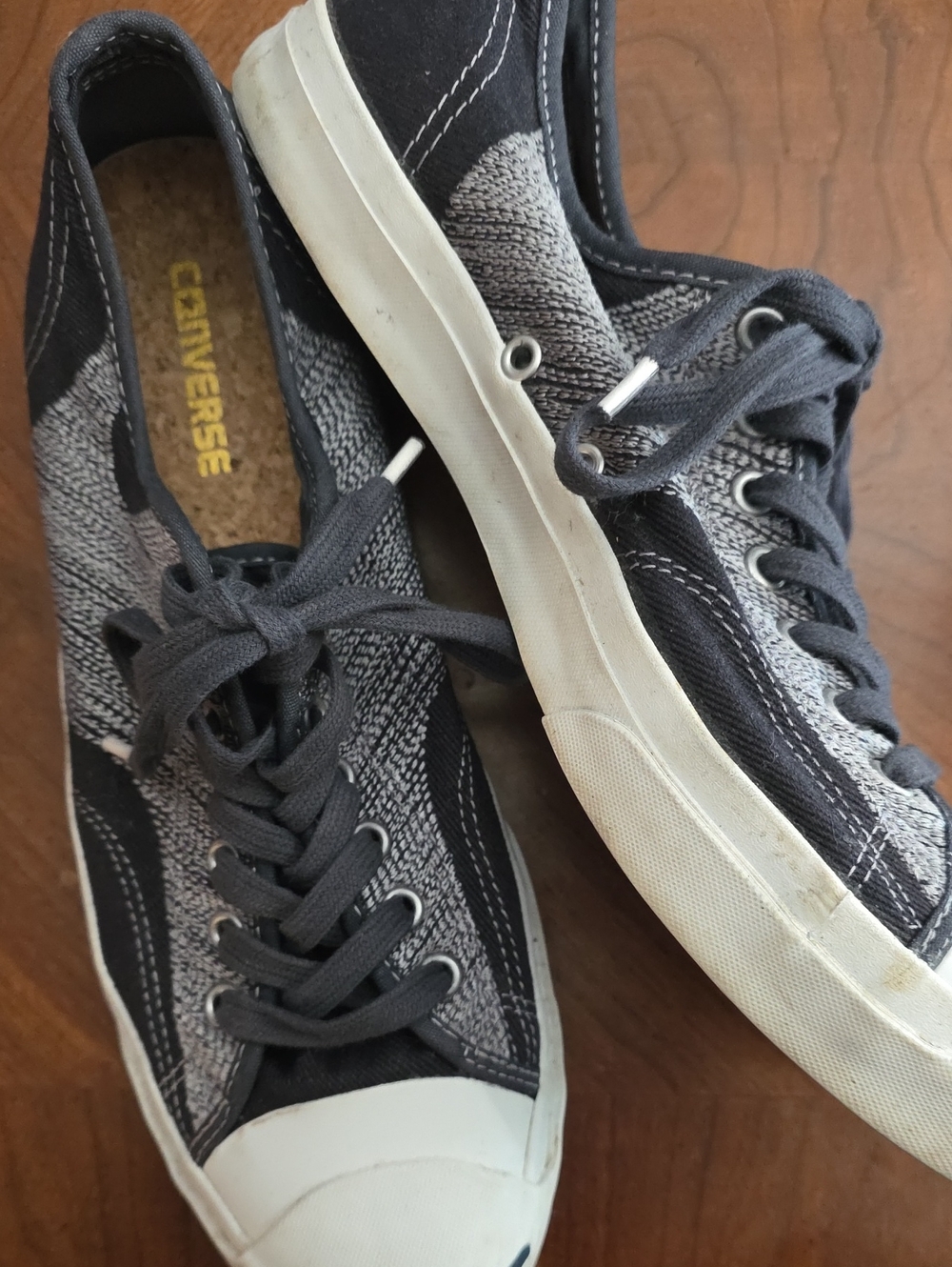 Converse Jack Purcell Knit Low-Top Sneakers in Black + Gray Size 11 - Picture 2 of 7